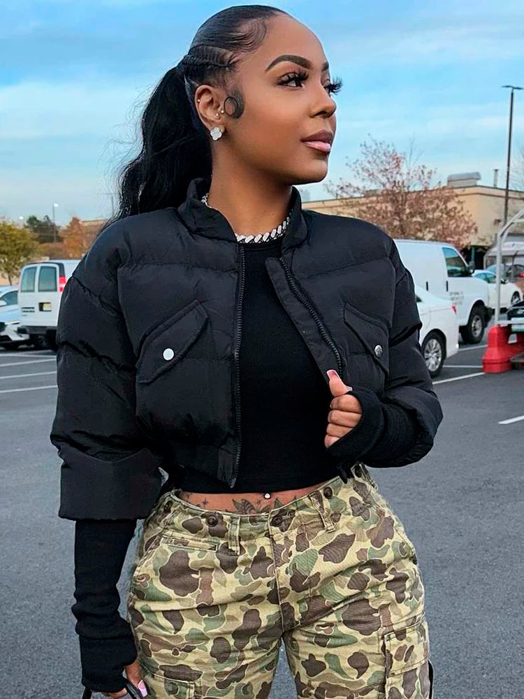 Cropped Bubble Puffer Jacket.