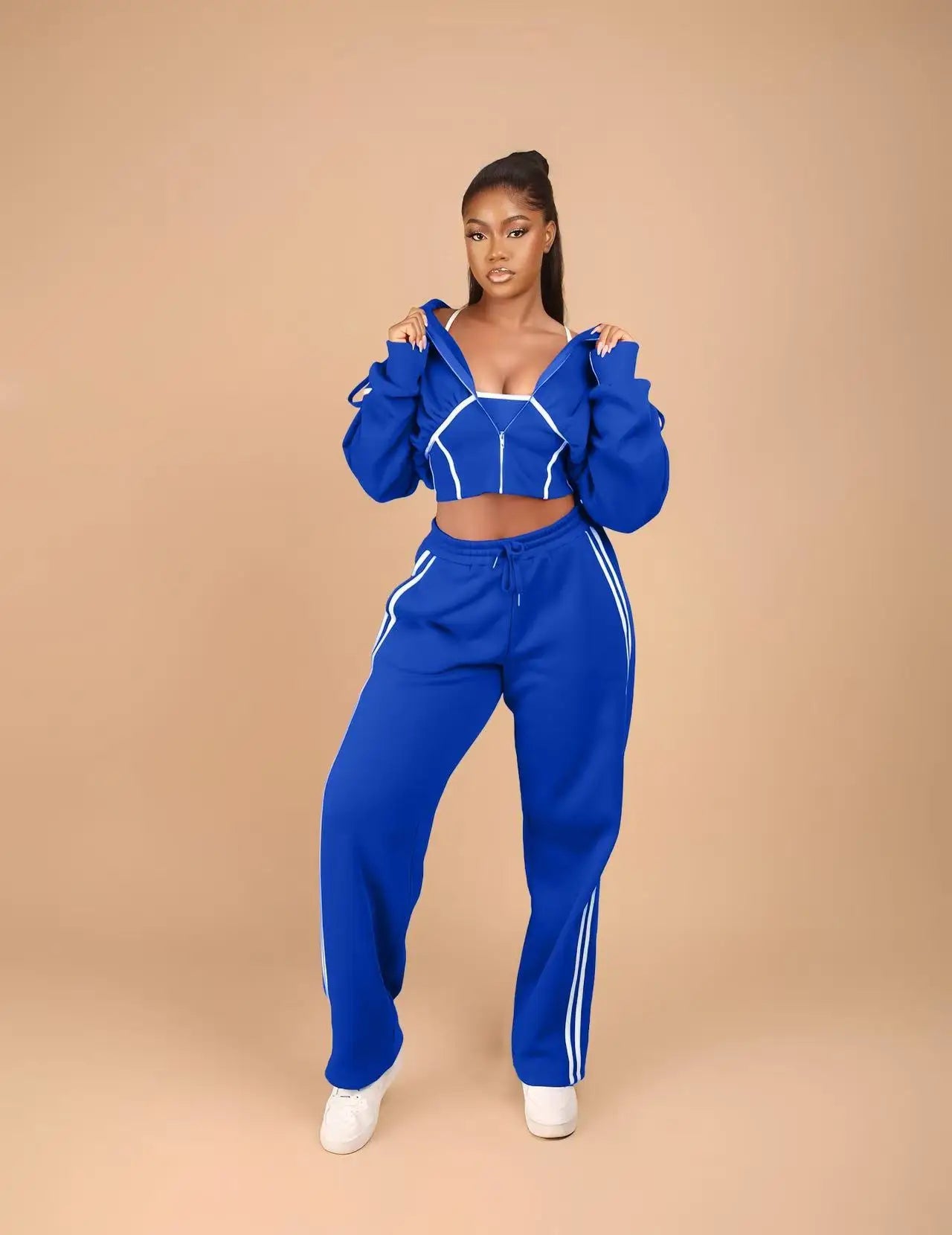 Striped Crop Pants Set