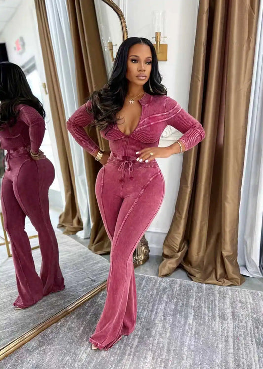 Fall ribbed pants set