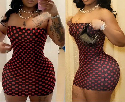 Polka Dot Print Mini Bodycon Dress