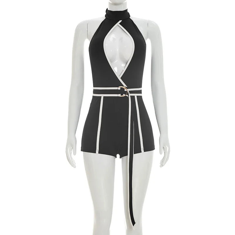 Hot Girl Halter Belt Romper