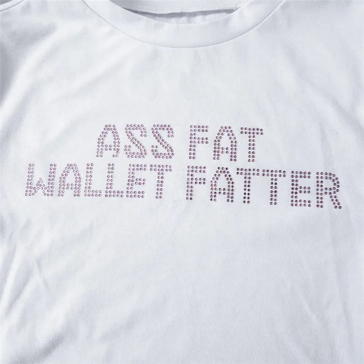 Rhinestone lettered printed T-shirt