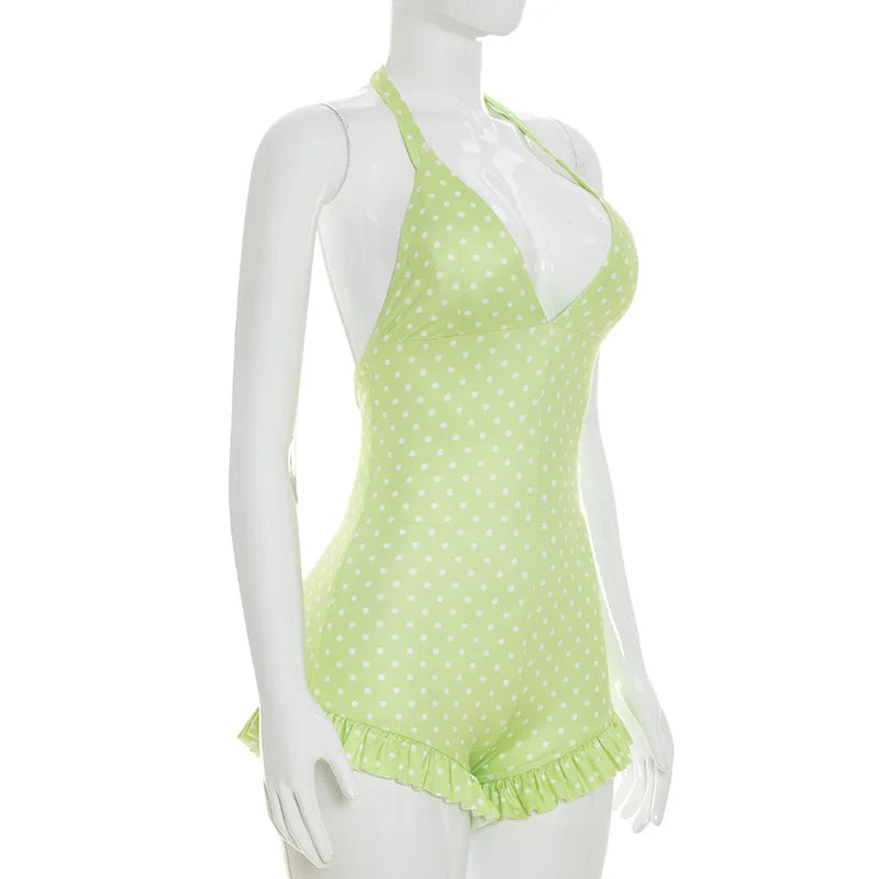 Sweet Polka Dot Print Romper