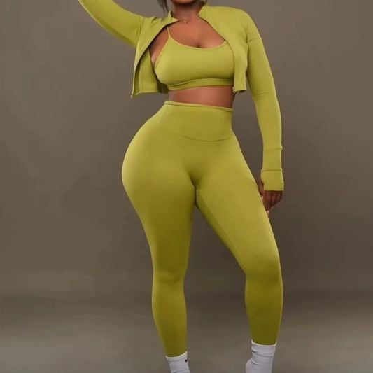 3-Piece Fashion Stretchy Tracksuit Set.