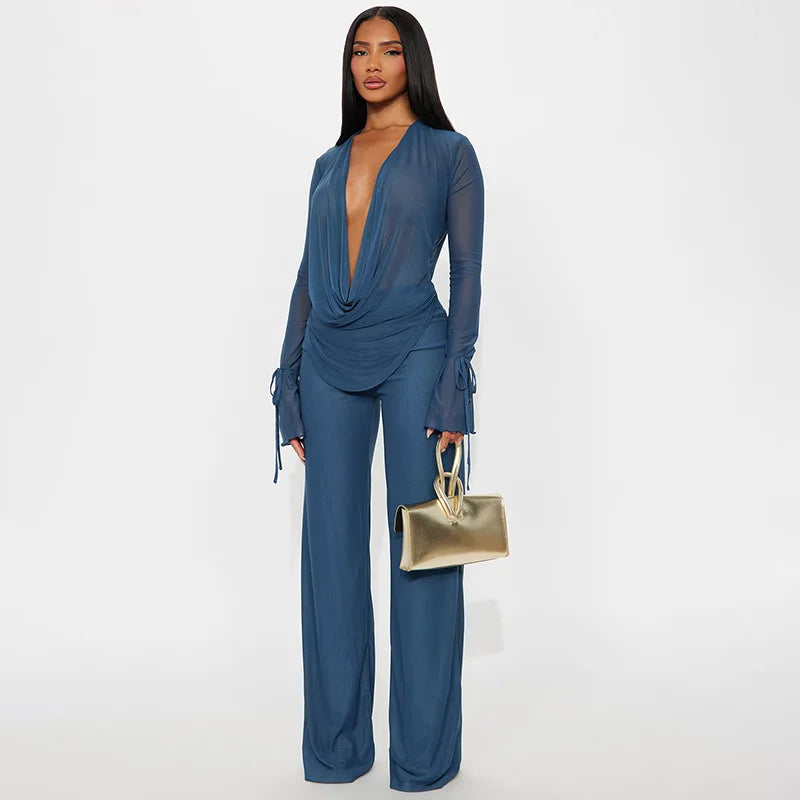 Mesh Two-Piece Pants Set