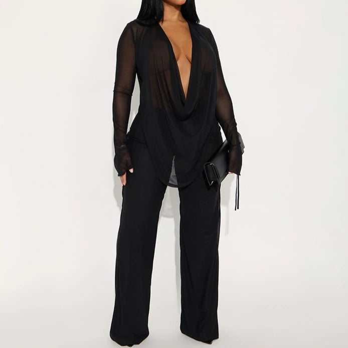 Mesh Two-Piece Pants Set