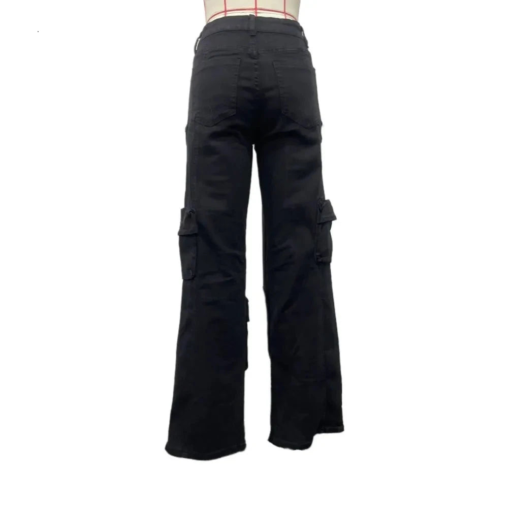 Tina Retro Rhinestone Cargo Pocket Jeans.