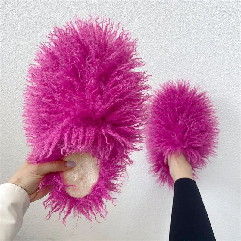 Fluffy Faux Fur Slides.