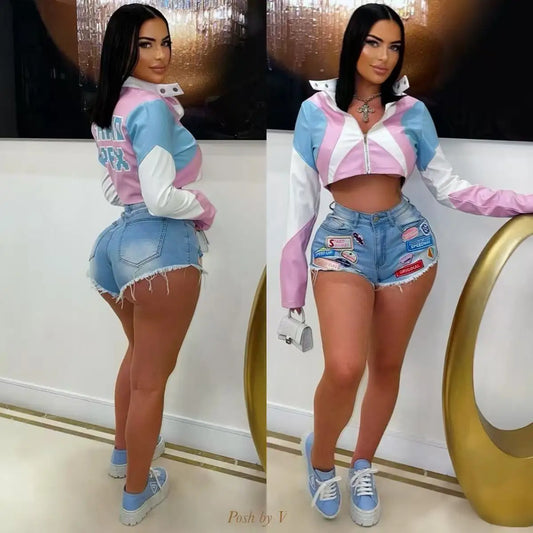 Punk Moto Color Block Jacket