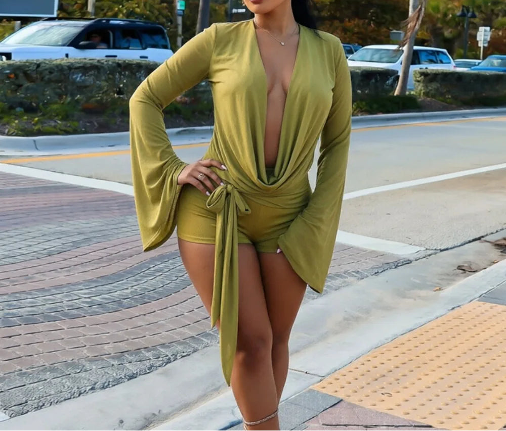 V-Neck Bodycon Romper