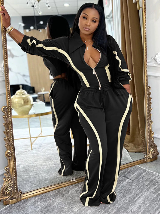 Stripe Casual Pants Set