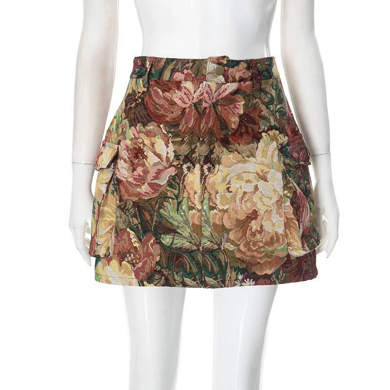 Vintage Floral Print Crop Jacket