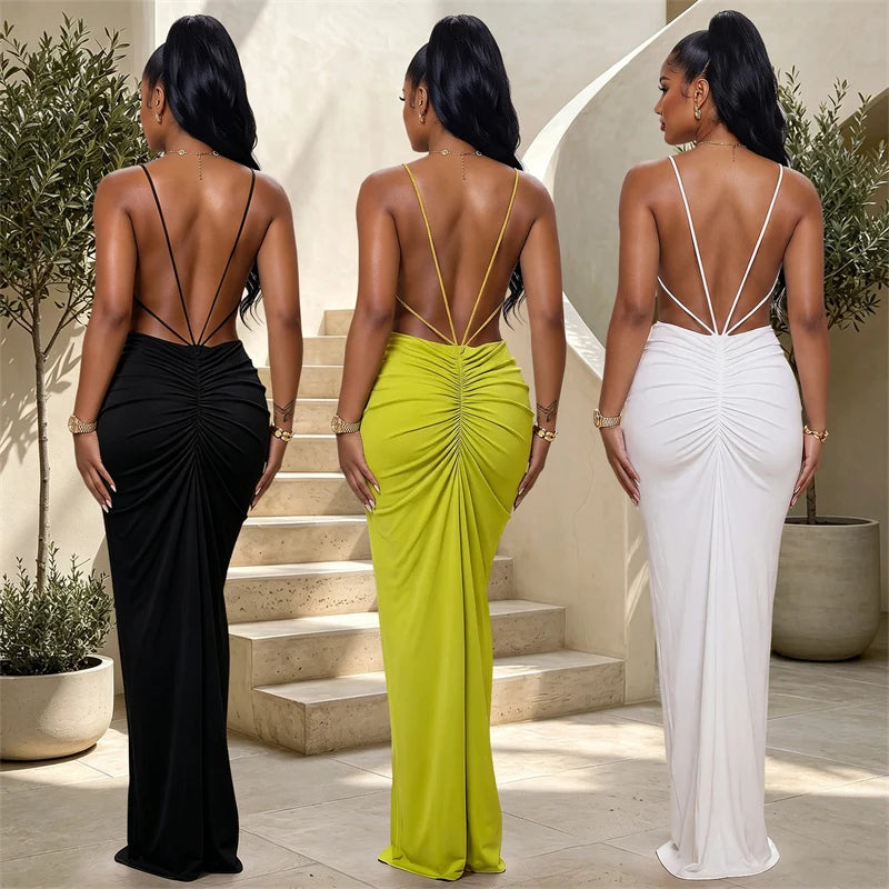 Cross Me V-neck Bodycon Maxi Dress
