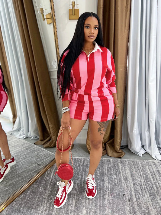 Stripe Color Short Set