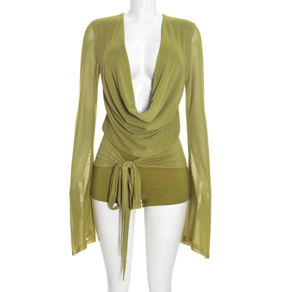 V-Neck Bodycon Romper