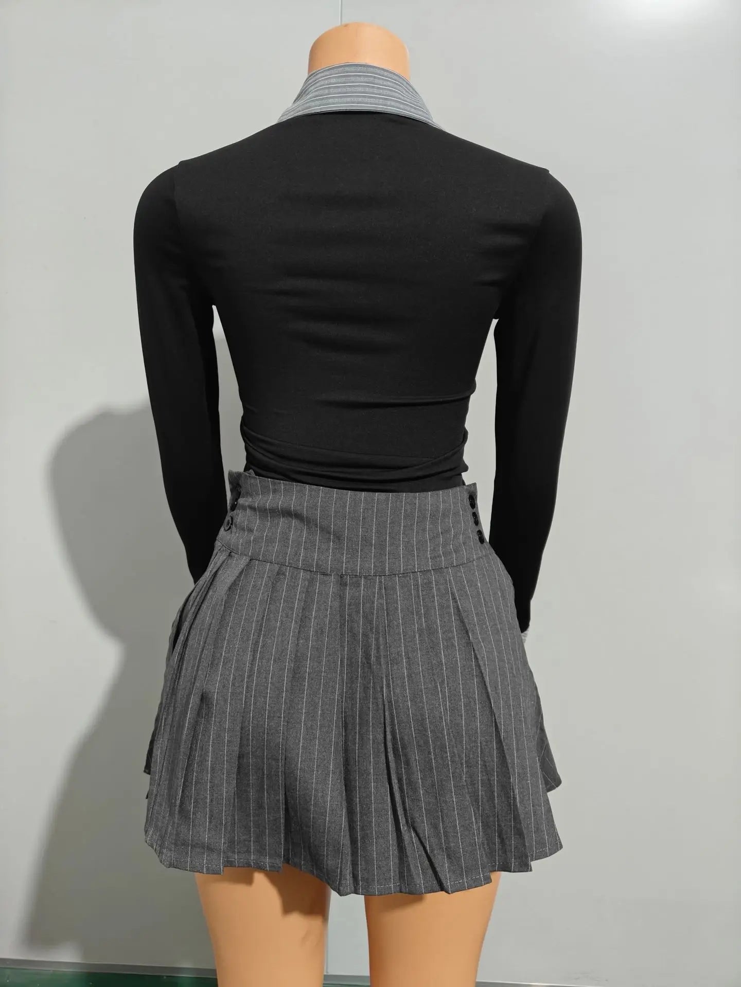 Pleated Mini Two-Piece Skirt Set.