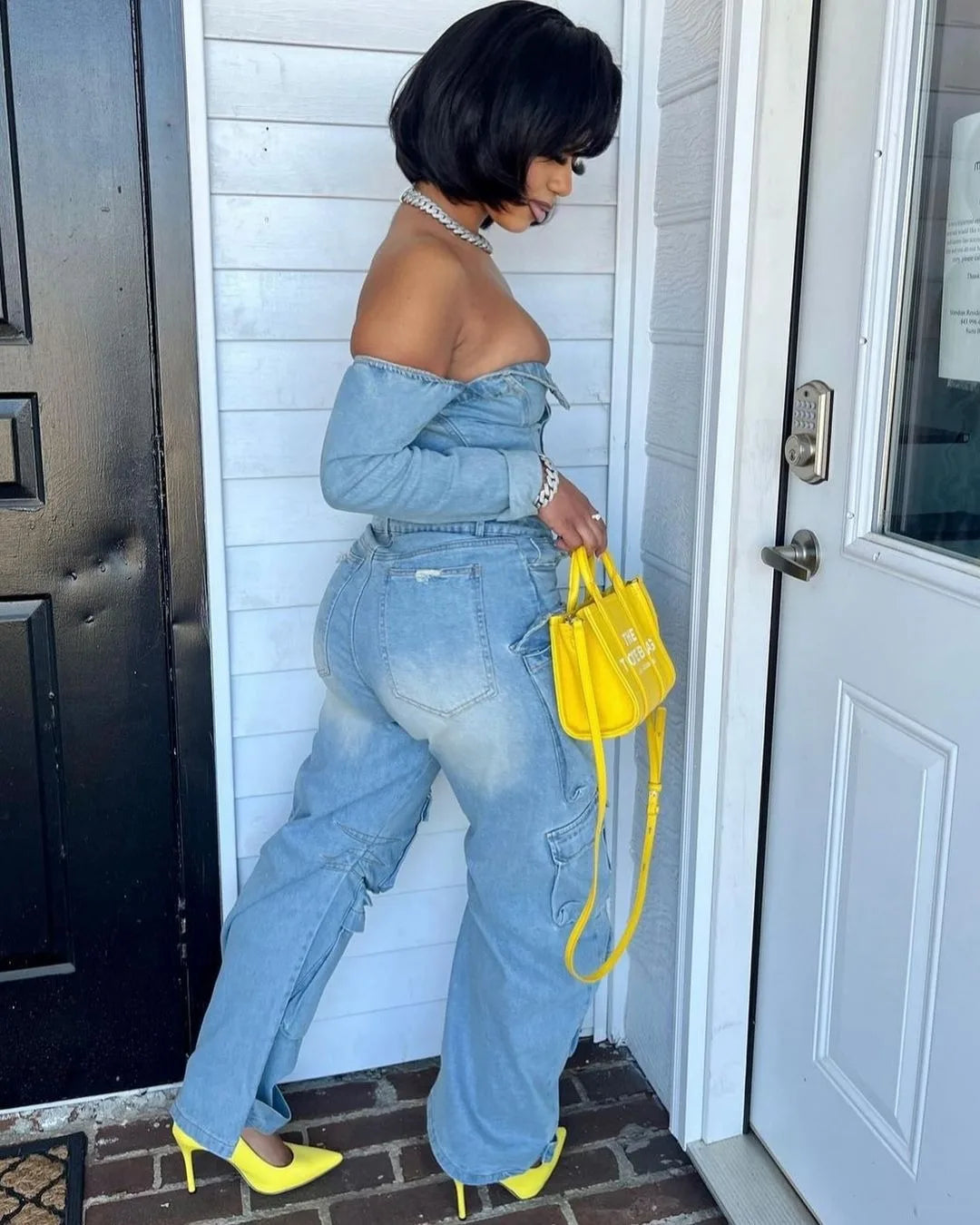 Denim Cargo Jumpsuit