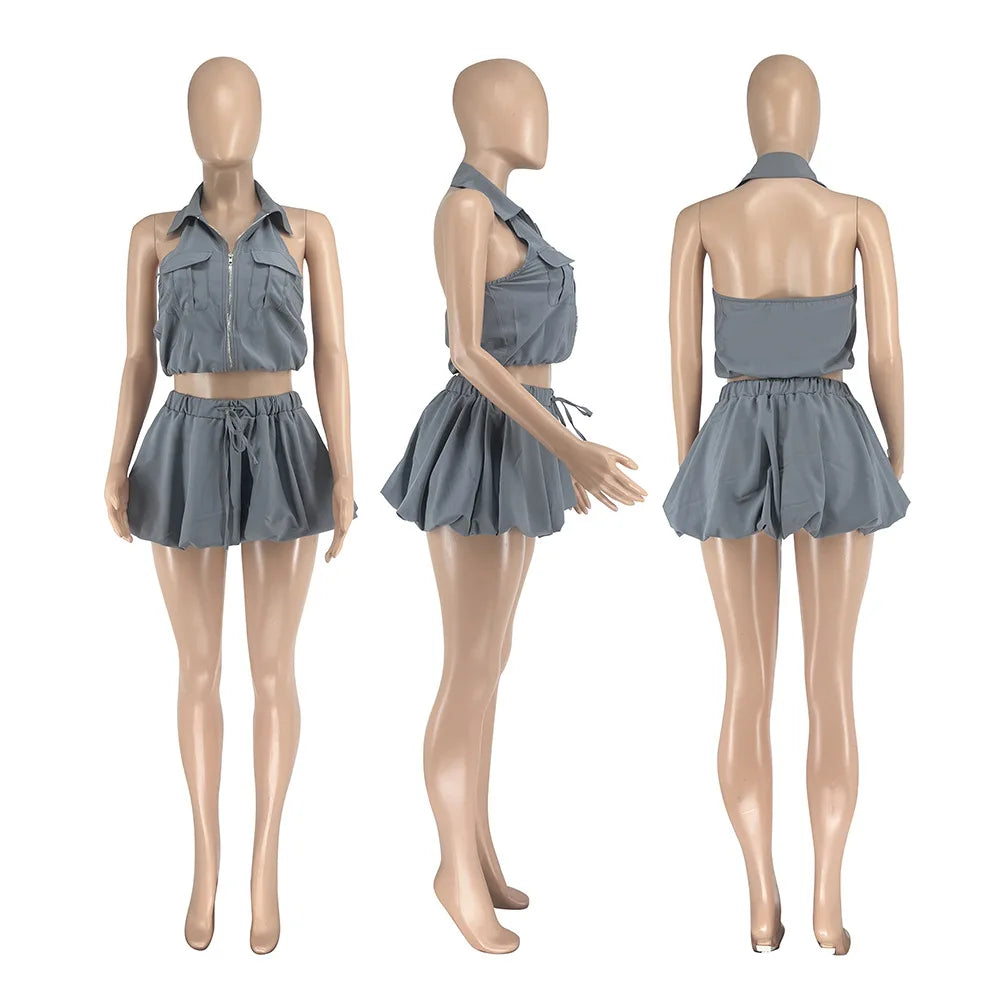 Cargo Crop Top and Bubble Puff Skirt