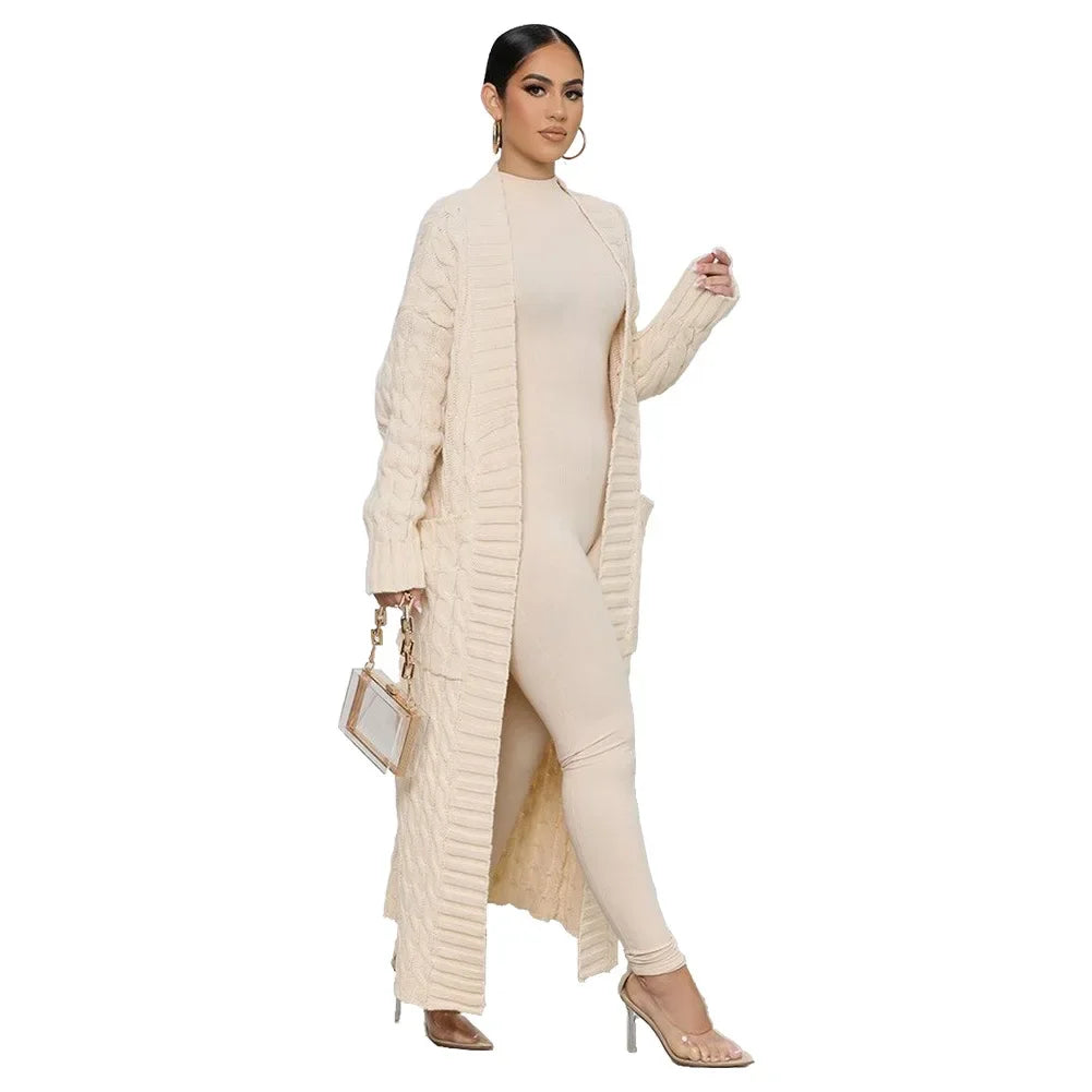 Knit Ribbed Pocket Cardigan Sweater