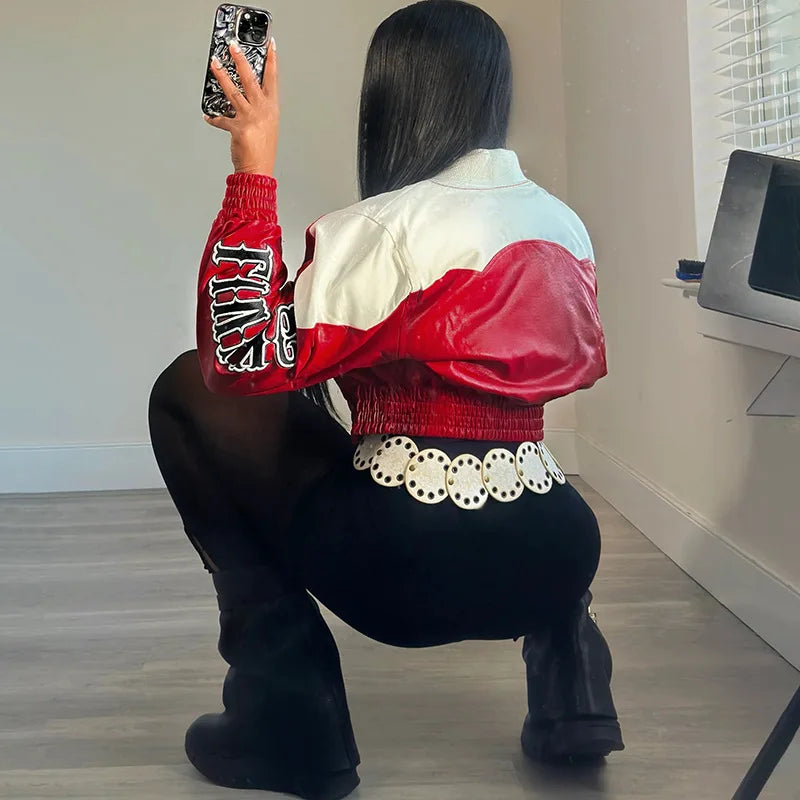 Leather Moto Zipper Crop Jacket