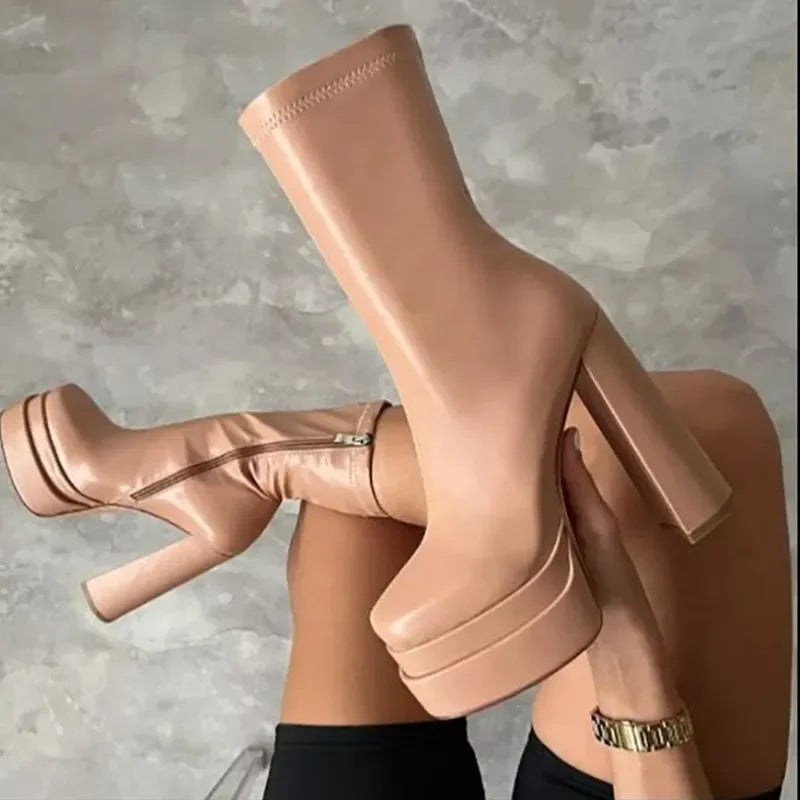 Stepping Platform High Heel Boots
