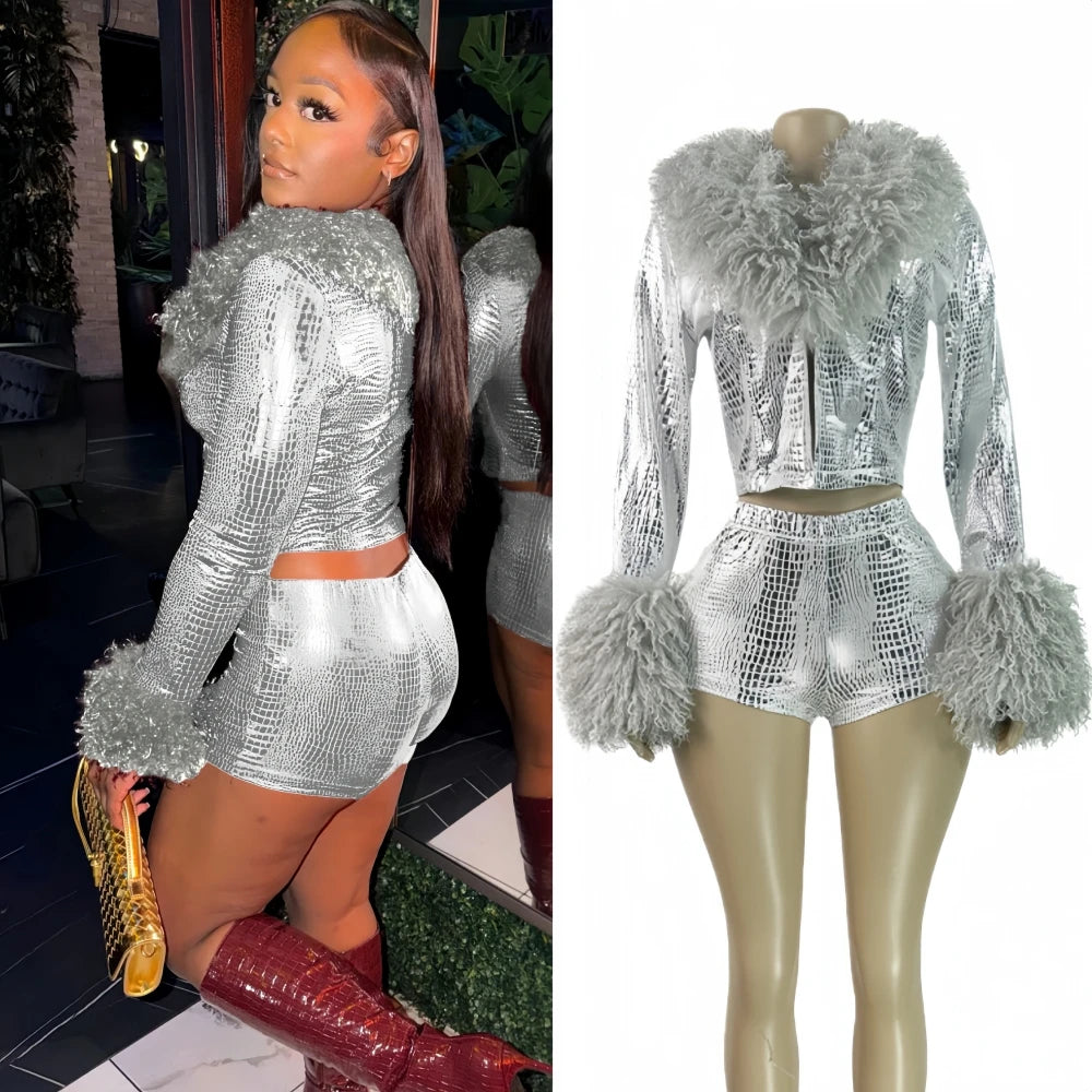 Bougie Hustler Fur Patchwork Set