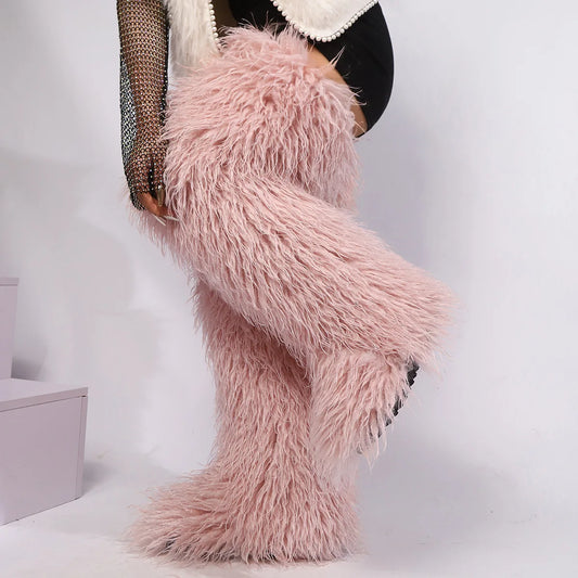 Over The Knee-High Fur Boots