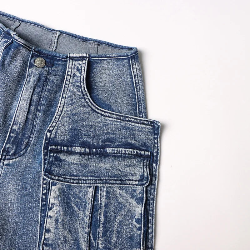 High Waist Stretchy Cargo Jeans