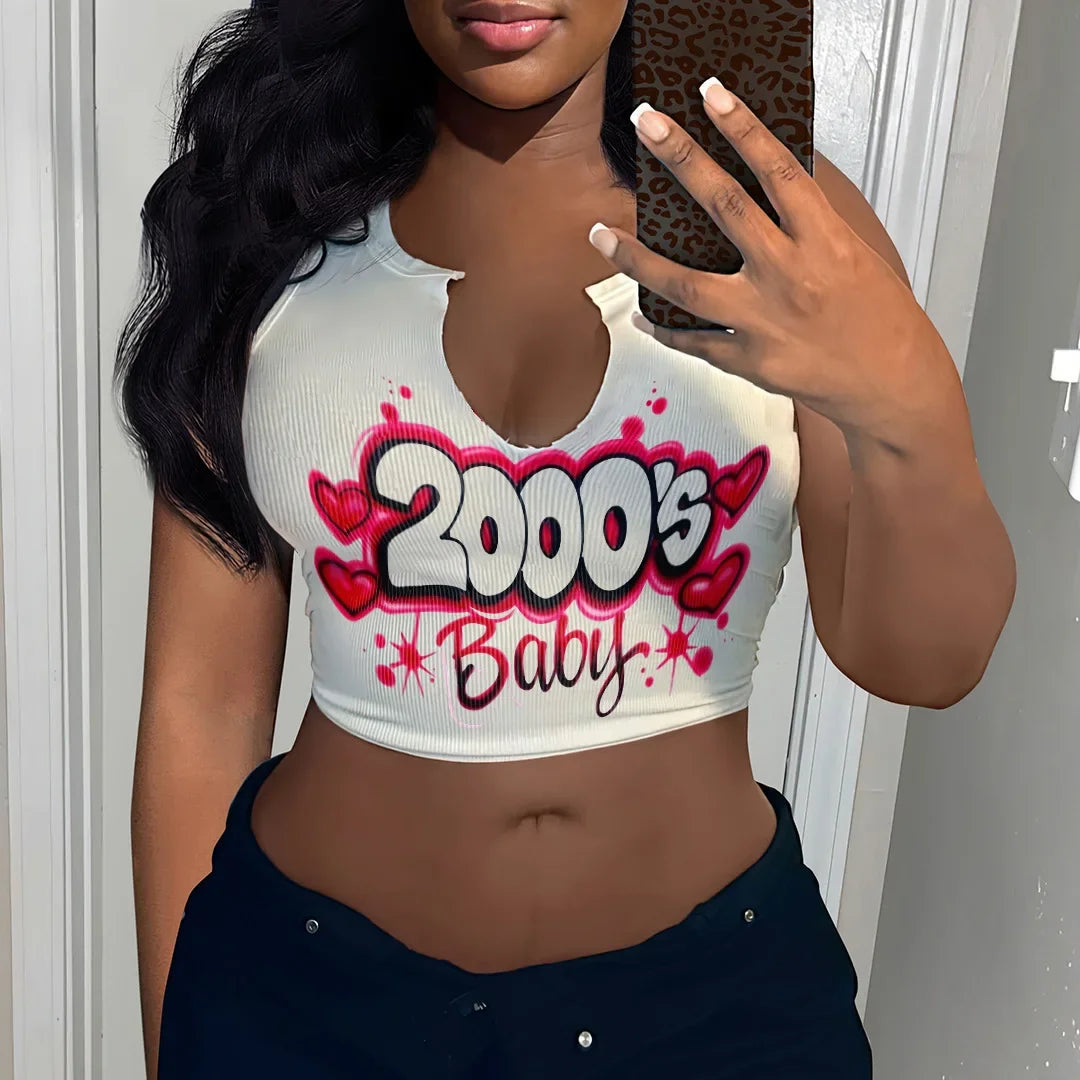 Letter Print Crop Top