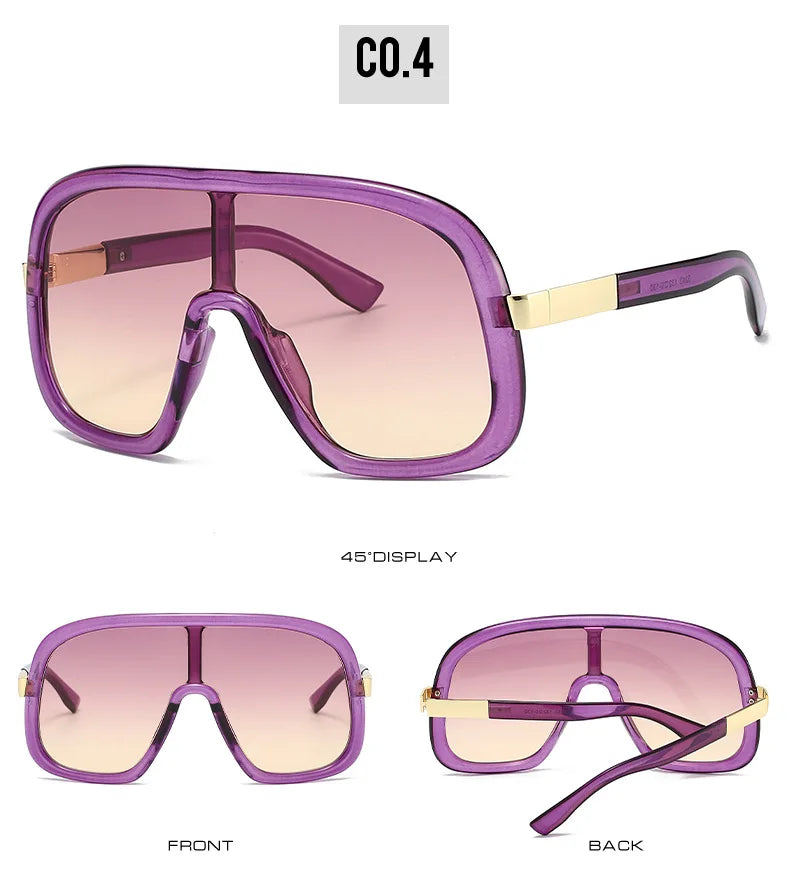 Vintage Big Frame Mask Gradient Sunglasses
