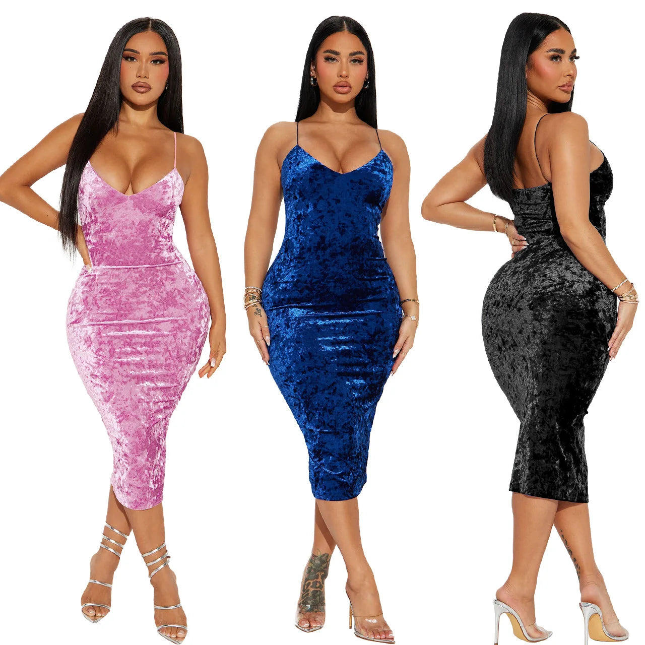 Nova Satin Velvet Dress