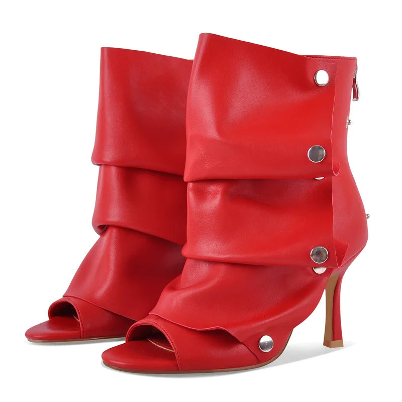 Slouch Pleated Plaid Ankle Boots