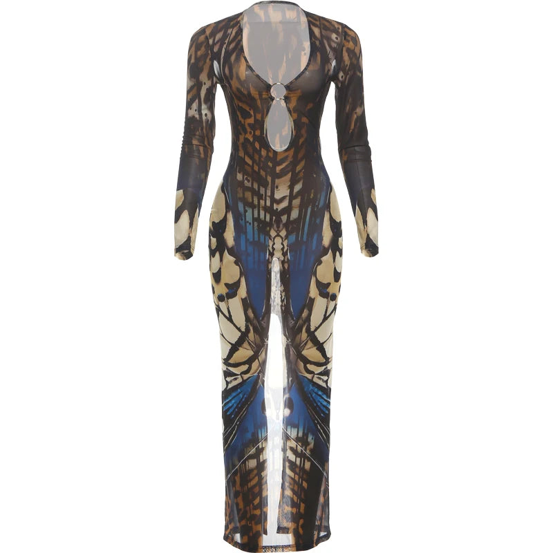 Butterfly Print Bodycon Dress