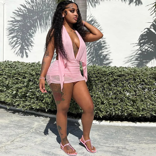 Mesh Halter Dress