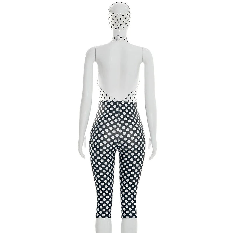 Polka Dot Print Bodycon Jumpsuit