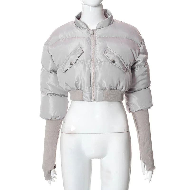 Cropped Bubble Puffer Jacket.