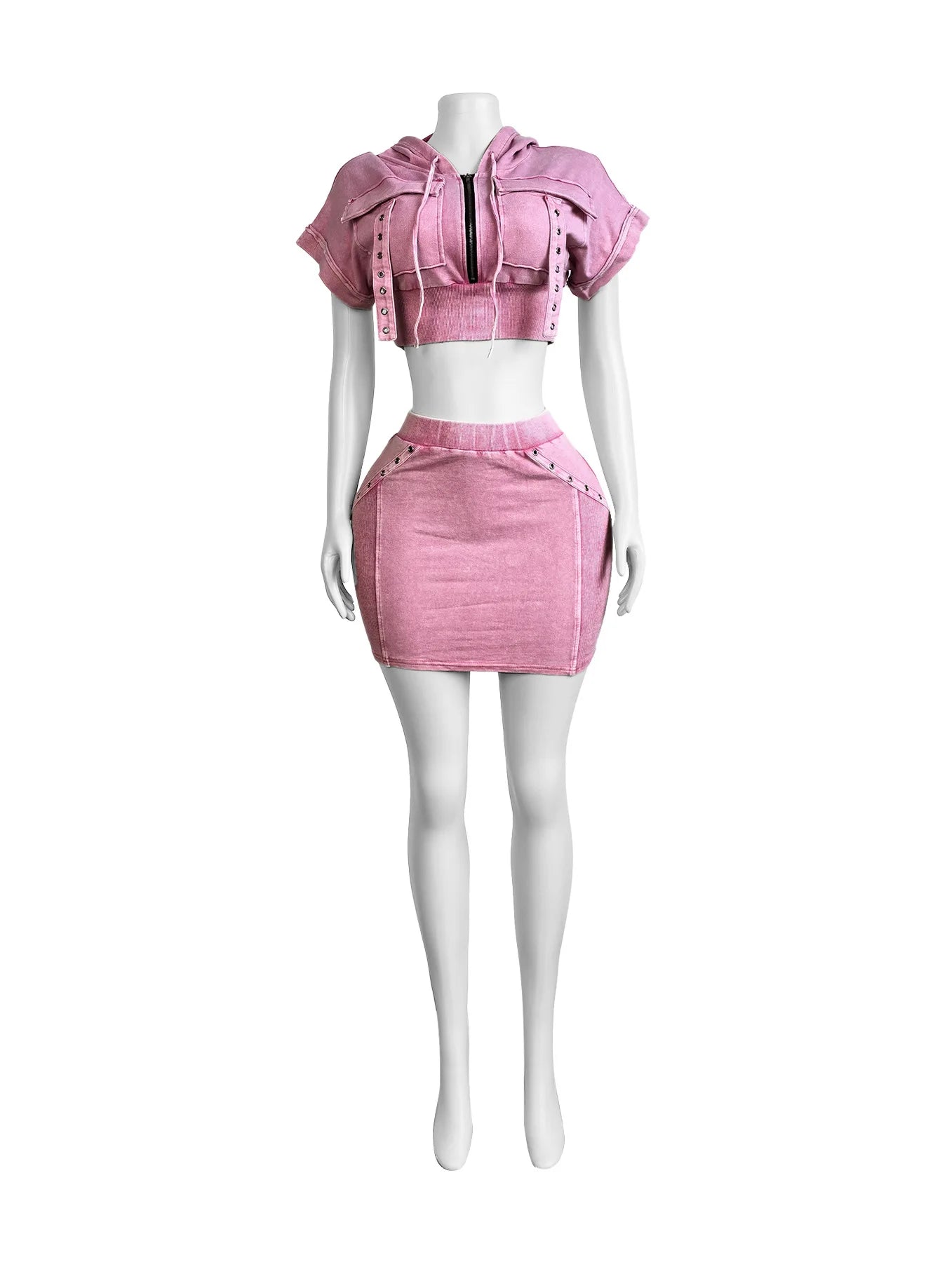 Jada Hooded Top Cargo Skirt Two-Piece Set