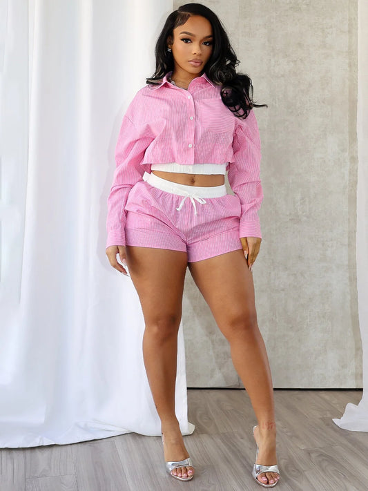Matching Striped Shorts & Top Set
