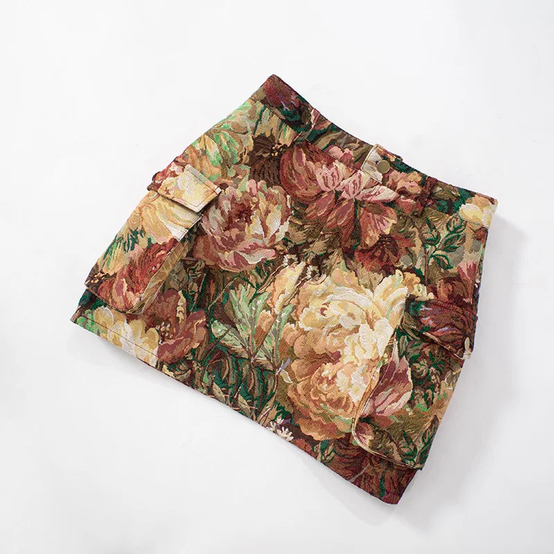 Vintage Floral Print Crop Jacket