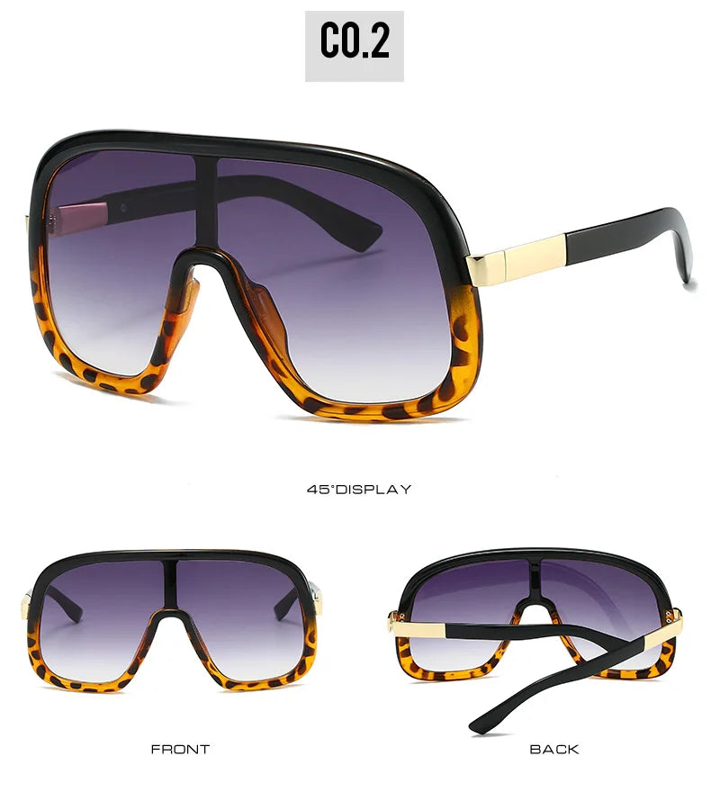 Vintage Big Frame Mask Gradient Sunglasses