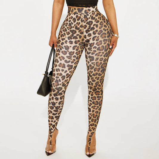 Leopard Print High Waist Bodycon Pants
