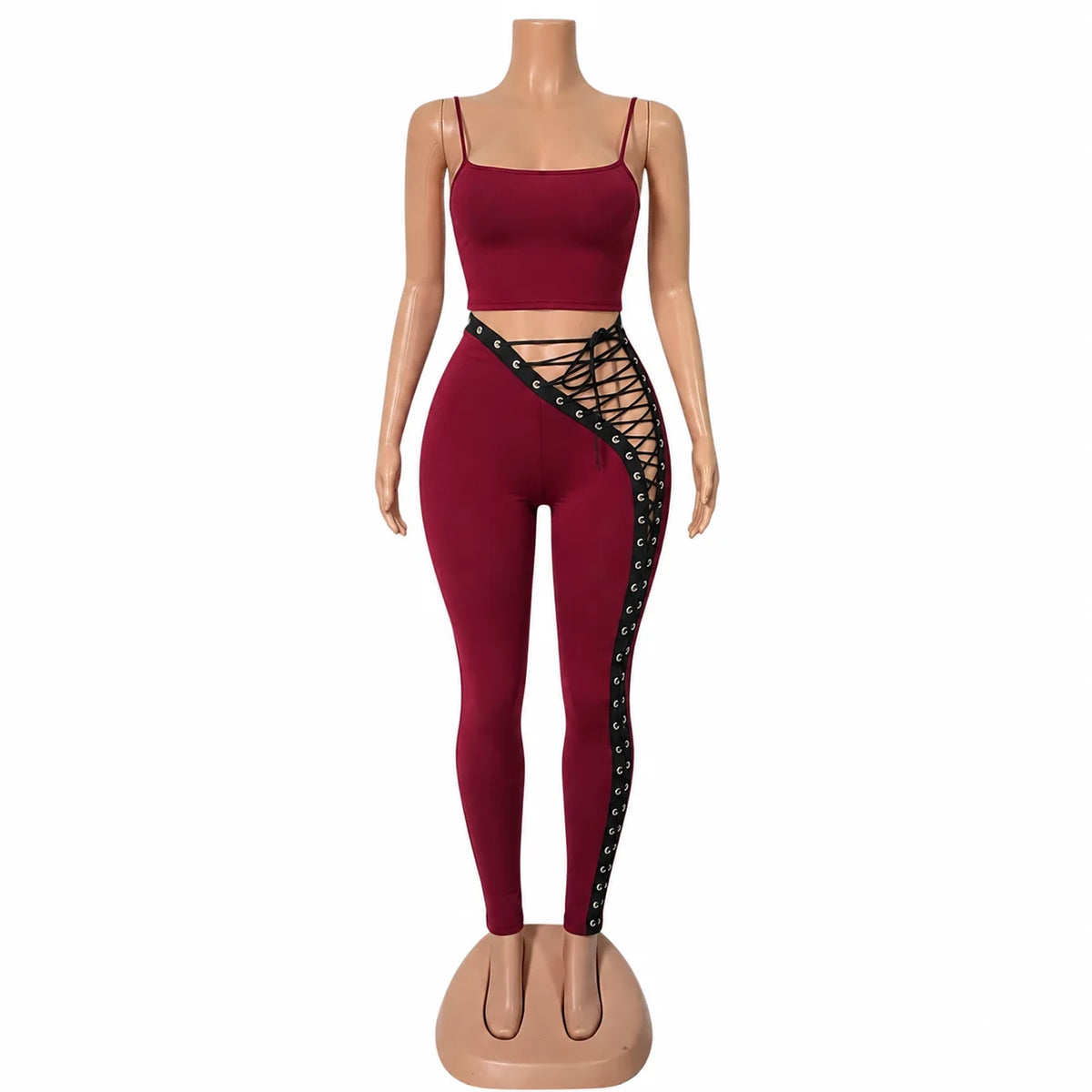 Lace-Up Leopard Pants Set