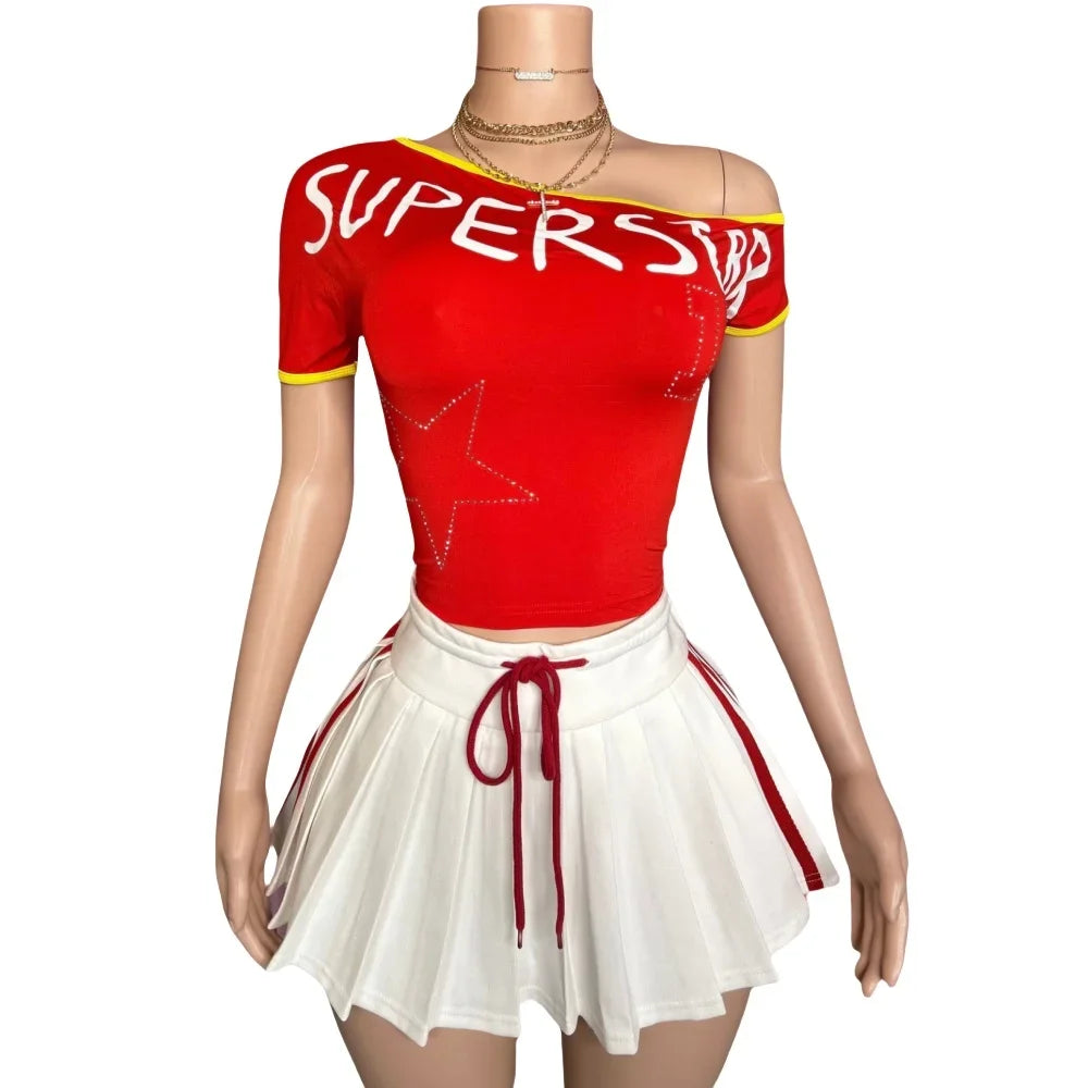 Superstar Top and Mini Pleated Skirt
