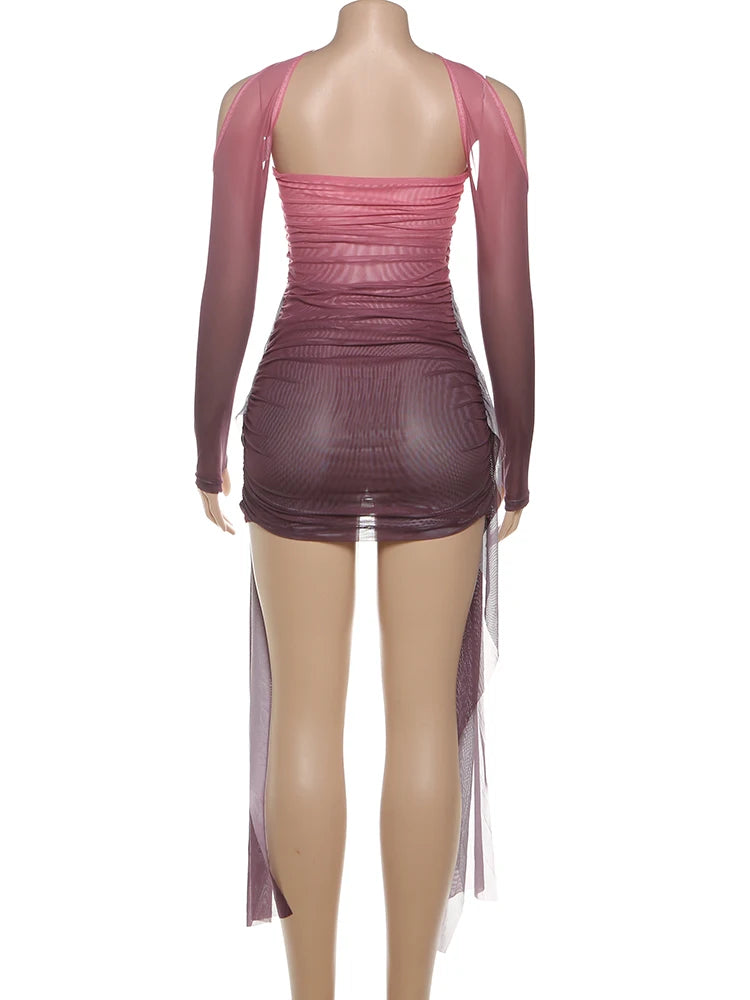 Mesh Tassel Mini Bodycon Dress