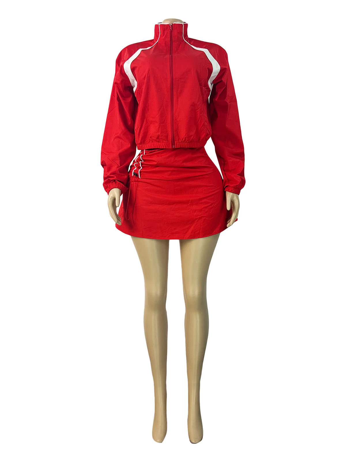 Drawstring Crop Top and Skirt Matching Set