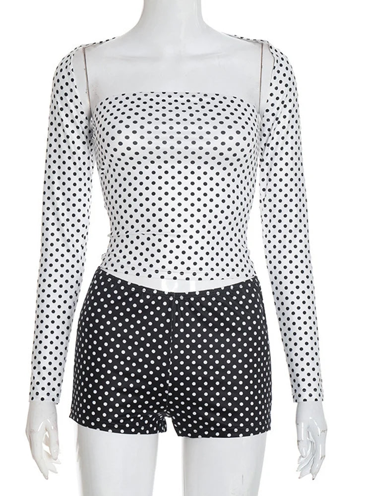 Pretty Polka Dot Tube Top Shorts Set