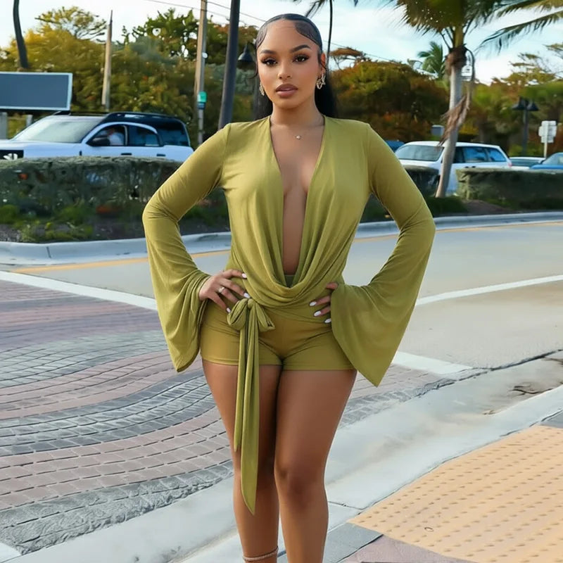 V-Neck Bodycon Romper