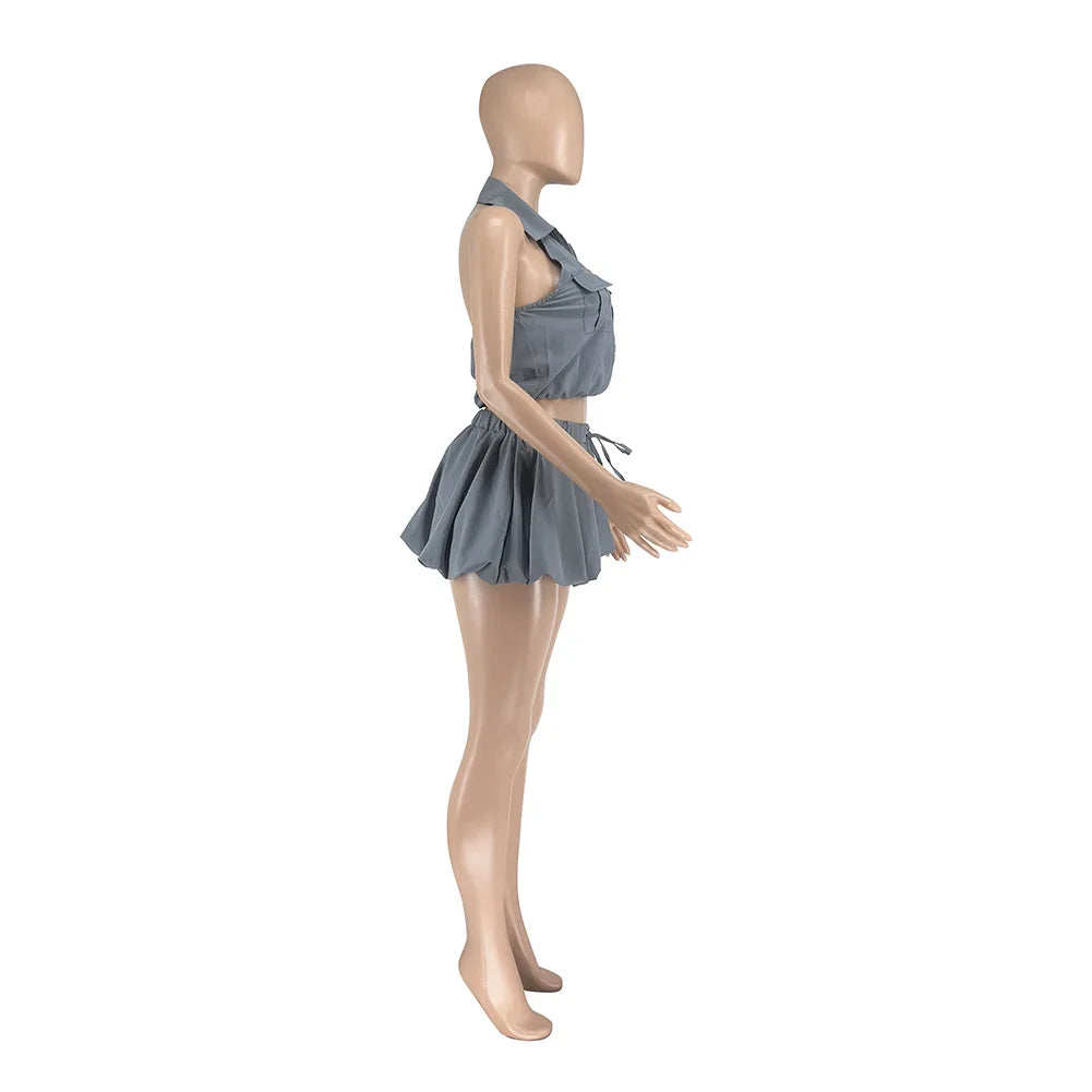 Cargo Crop Top and Bubble Puff Skirt