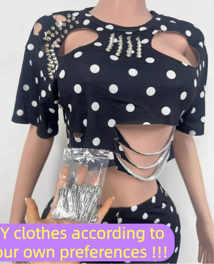 Polka Dot Two-Piece Pants Set