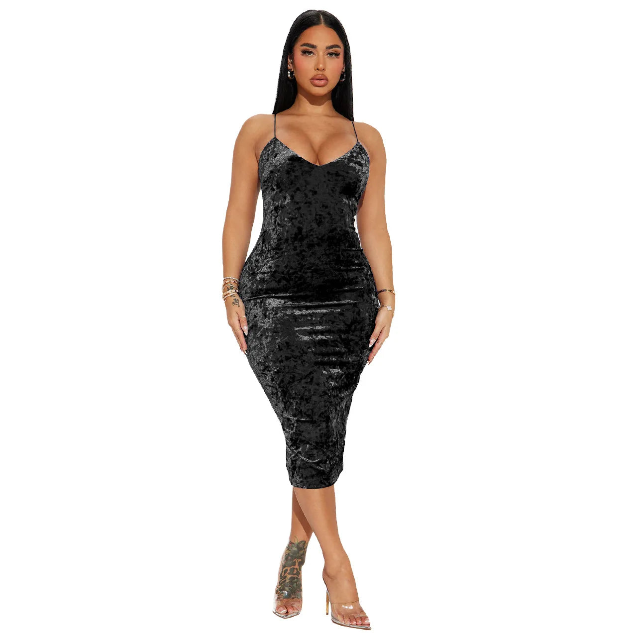 Nova Satin Velvet Dress